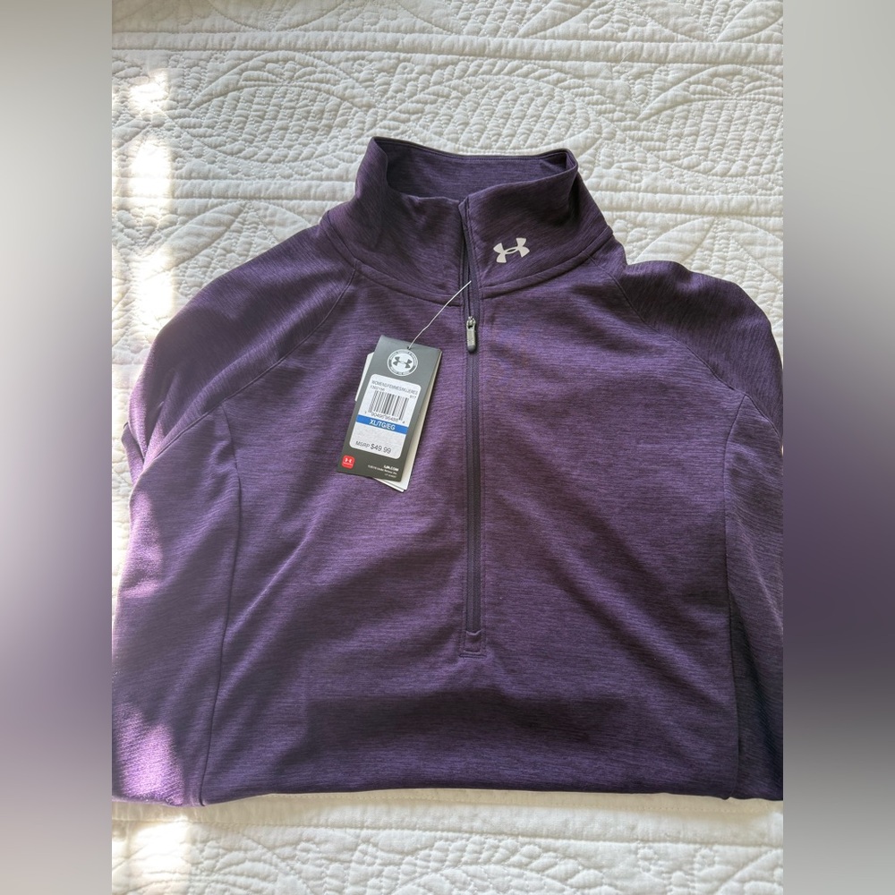 New With Tags Under Armour Heathered Purple Zip Pullover